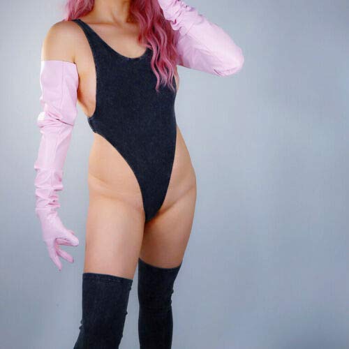 Image of DooWay Unisex 90CM LONG LEATHER GLOVES Oversized Loose Fit 35 Inches Shoulder Length Faux PU for Adult Party Cosplay Costume