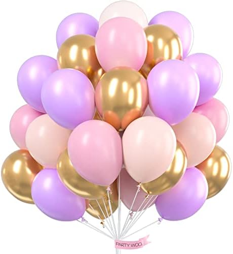 PartyWoo Balloons Pink Silver 60 Pieces 12 Inch Balloons Pink Silver Balloons White Glitter Balloons Pink Silver for Baby Party Decoration Baby Shower Decoration Girl Luftballons Rosa Silber