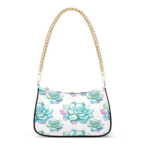 Shoulder Bag for Women Watercolor Succulent Plants Tote Handbag Crossbody Bag with Zipper Closure - Main Image