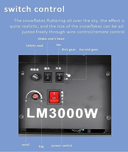 Máquina generadora de nieve profesional de 2000 W, efecto de copos de nieve con oscilación de 90°, para efectos escénicos en interiores y exteriores, fiestas DJ, Navidad y bodas miniatura 6