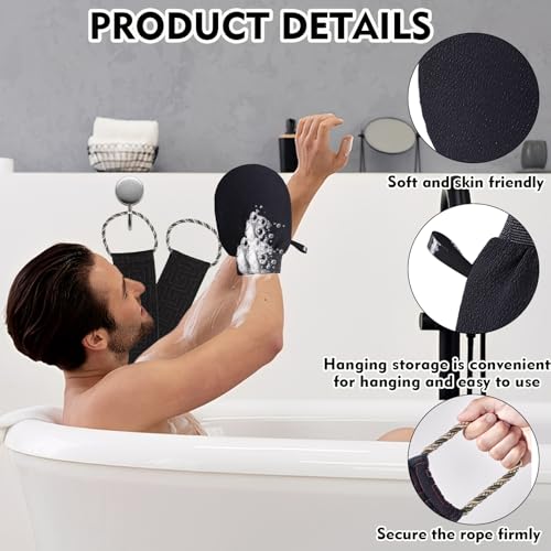 KUBDPQOR Peeling Handschuhe 2 Stück und Rückenpeelingtücher 2er Set – Hautpflege Set für Damen und Herren, Duschhandschuhe zum Peeling, sanfte Reinigung, für trockene und fettige Haut, ideal für Bad