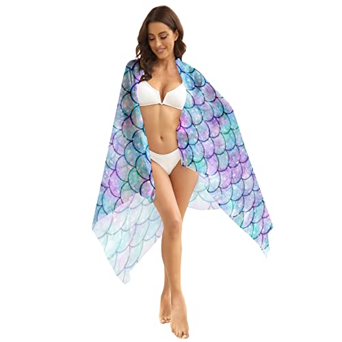 Mermaid Tail Scales Beach Summer Sarong For Womens Swimwear Cover Ups Chiffon Summer Pareo Spa Swimsuit Bikini Wrap Short Skirt For Park Boating Cruises #TOP4