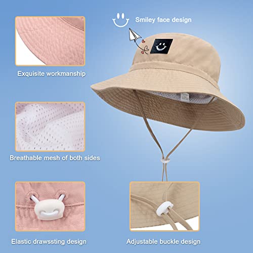 2Pcs Parent-Child Sun Hat,Smile Face UPF 50+ Toddler Bucket Hat for Mother&Baby Boys Girls Beach Hat4