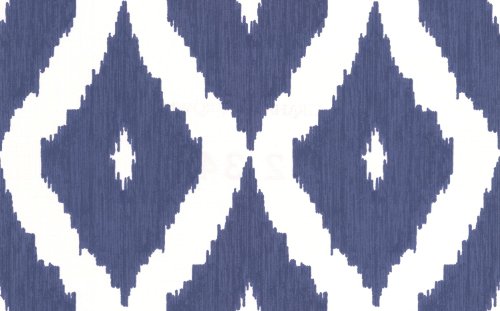 Kelly Hoppen Designer Ikat White/Blue Linen Textured Shimmer Wallpaper