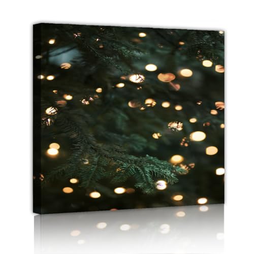 Arbre de Noël toile art mural CHERHERART 55x55cm pour décoration festive