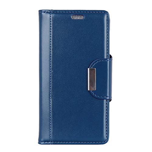 Mipcase Flip Phone Case for Nokia 6.1 Plus, Fold Anti-scratch Card Holder Magnetic Buckle Shockproof Phone Shell Cover for business man women (Blue)