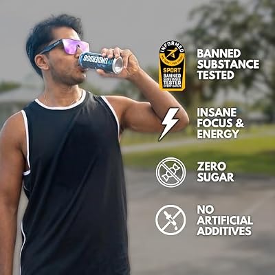 Underdog Performance Energy Drink, Blue Raspberry, Nootropics, Green Tea Extract, Citrulline, Clean, Sugar Free Fast & Slow Release 249mg Caffeine per Serving, No Artificial Additives, 12 Pack