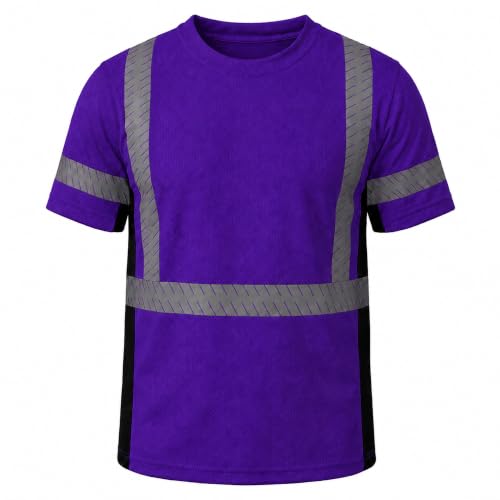 SMASYS Work Safety T Shirts, Class 2 High Visibility, Purple, M