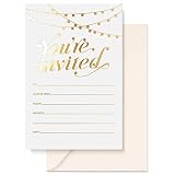 Sweetzer&Orange Party Invitations! 25 Gold Foil Traditional Invitations with Envelopes, Wedding, Baby...