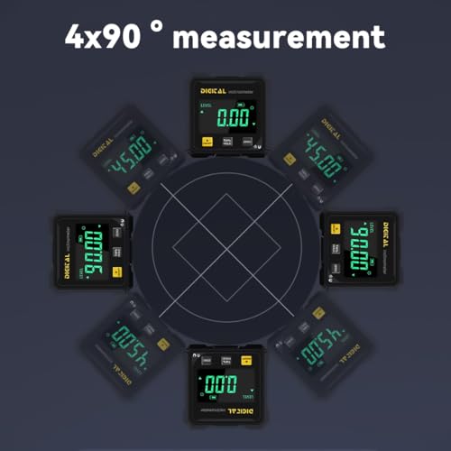4-Side Magnetic Digital Angle Gauge, Cube Inclinometer with Backlight, Rechargeable Digital Angle Finder with LCD Display, Table Saw Miter Protractor, Woodworking Measuring Tool