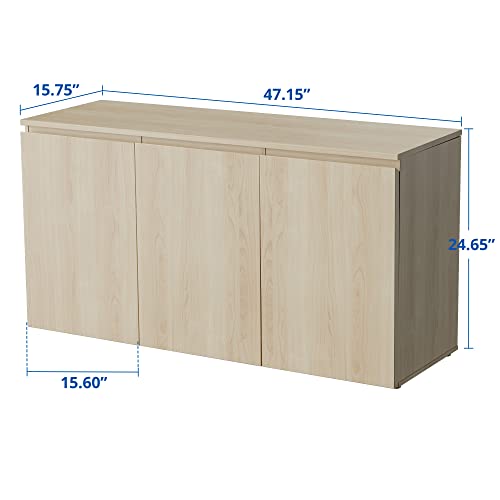 Cozy Castle Buffet Cabinet With Storage, Coffee Bar Cabinet With 3 Doors And Adjustable Shelf, Kitchen Buffet Sideboard For Living Room, Kitchen, 47.15" L X 24.65" H X 15.75" W, Oak #TOP1