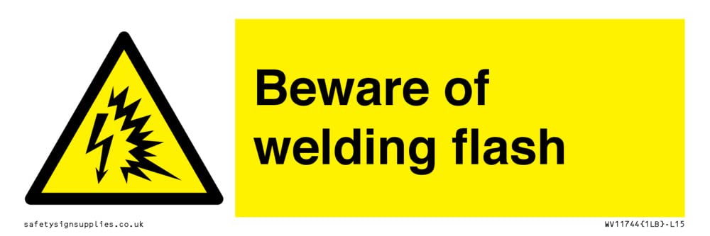 Beware of welding flash Sign - 150x50mm - L15