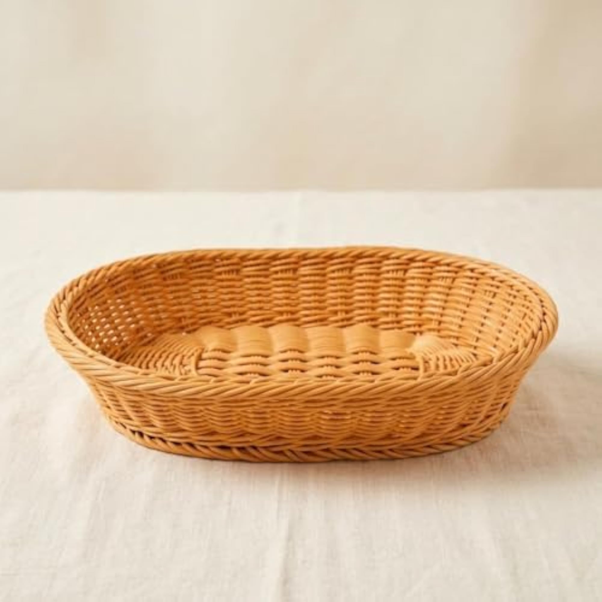 Oval Bread Basket Tray Lattice Base Woven Serving Basket