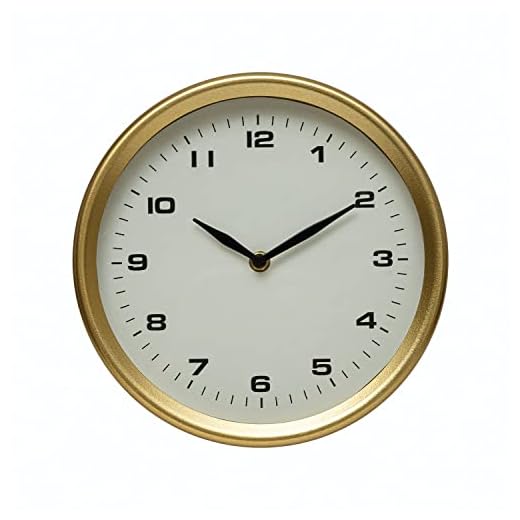 Creative Co-Op Metal Table, Brass Finish Mantel Clock, 10" L x 2" W x 10" H, White