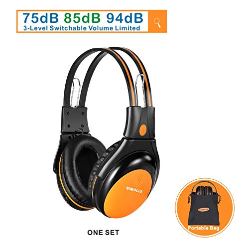 SIMOLIO Vehicle Headphones with Adjustable Volume Limiting for Kids, Dual Channel Car DVD