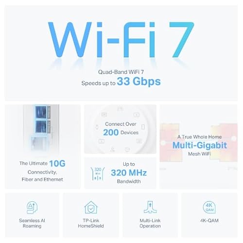 undefined TP-Link Deco BE95 Quad-Band WiFi 7 BE33000 Whole Home Mesh System - 16-Stream, 2 x 10G + 2 x 2.5G Ports Wired Backhaul, 12 x High-Gain Antennas, VPN, AI-Roaming, 4x4 MU-MIMO, HomeShield (3-Pack) の商品画像 2