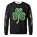 St. Patrick's Day Waffle Shirts for Men Long Sleeve Shamrock Flag Irish Top Plus Size Holiday Pullover Muscle Tee（1-Black,3X-Large）