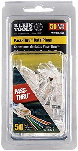 Klein Tools 80017 Data Cable Crimper and Modular Data Plug CAT6 50-Pack Tool Kit, Pass-Thru Installation Tool Kit, 2-Piece