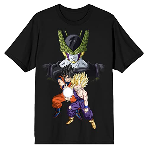 Dragon Ball Z Cell Goku and Gohan Menâ€™s Black T-Shirt-XXL