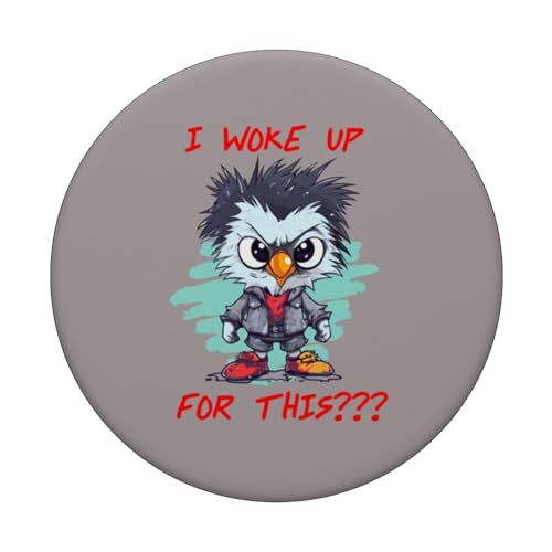 I woke up for this angry chicken, crabby bird PopSockets Swappable PopGrip, Black - Image 3