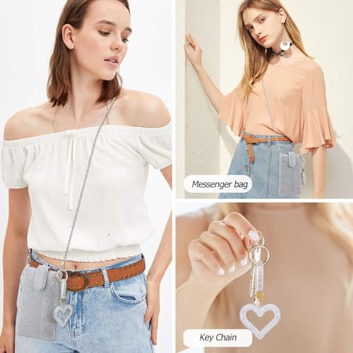 Pochette portable femme cœur argenté pour organiser vos effets personnels facilement