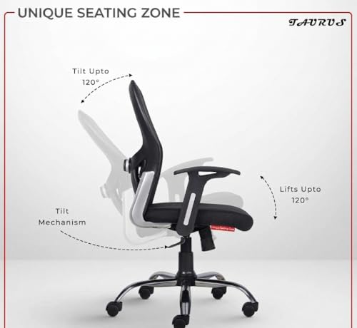 Image of Chair C100 Mesh Mid Back Office Chair /Study /Computer /Revolving /Desk Chair for Work from Home Metal Base Seat Height Adjustable Chair with 1 Years of Warranty Black