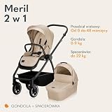 LIONELO MERIL 2 in 1 Wózek Spacerowy Dziecięcy 0-48 Miesięcy Do 22 Kg, Gondola XXL Do 9 Kg, Duże Koła Terenowe 360°, Regulacja Oparcia do Pozycji Leżącej Pełna Amortyzacja Budka XXL (Beżowy)