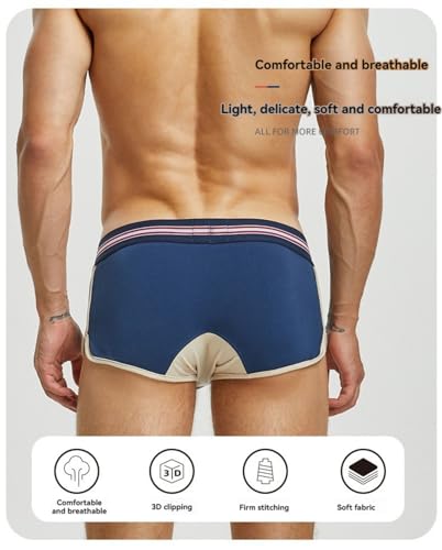 Wayonge Men's Boxer Briefs with Comfortable Fit and Button Fly Classic Men's Boxers (Large,Blue Gray) — view 6