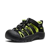 KEEN unisex-child Newport H2 Waterproof Children Sandal, Black Lime Green, 10 US