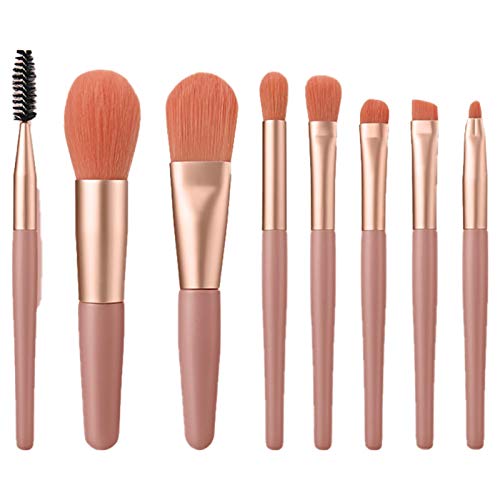 Beatrinix Makeup Brushes 8-Piece Makeup Brush Set, A Full Set Of Loose Powder Brush, Blush Brush, Lip Brush, Foundation Brush, Makeup Tool, Female Eye Shadow Brush|Smoky Pink