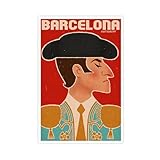 UIYTYBGAG Póster de lienzo vintage de Barcelona para pared, 20 x 30 cm