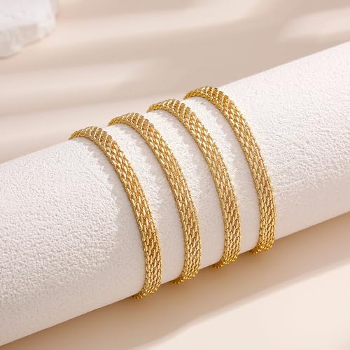 Gold Bracelets for Women, 18K Gold 925 Sterling Silver Mesh Bracelets - image 7