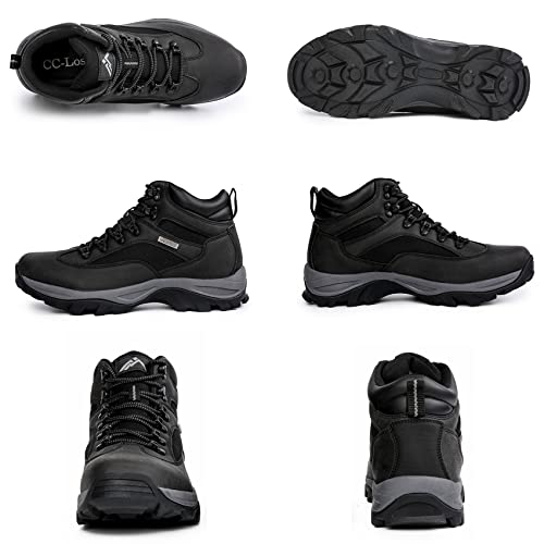 Cc-Los Men's Waterproof Hiking Boots Outdoor Relaxed Fit Lightweight Black Size 7-14 #TOP4