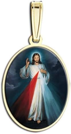 PicturesOnGold.com Divine Mercy Double Sided Oval Religious Medal Color Protection Jewelry Gifts for Men & Women - Available in Solid 14K Yellow or White Gold, or Sterling Silver - Image 5