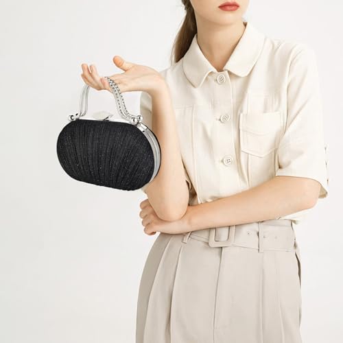Image of Simcat Women Gold Clutch Purses Glitter Evening Handbag Pleated Evening Bag for Lady Formal Bridal Wedding Prom