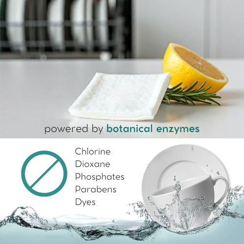 Image of TIDYCALS Dishwasher Detergent Sheets - 100 Loads - Botanical Formula -No Harsh Chemicals - Non Toxic - Eco-Friendly Substitute to Liquid, Pods & Powder Detergents - Eliminates Grease & Stuck-On Food
