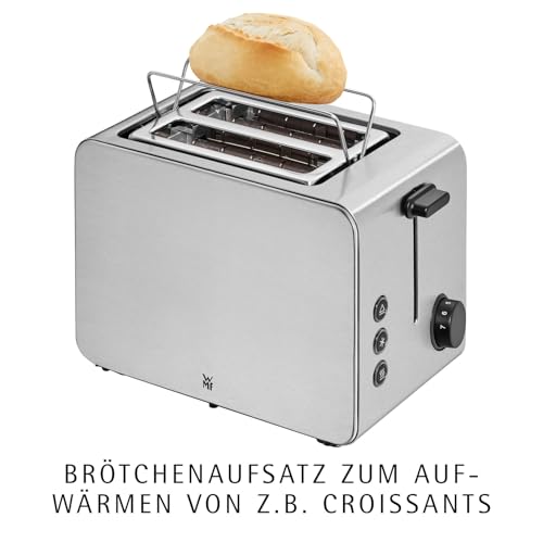 WMF Stelio Toaster 2 Scheiben Edelstahl, Doppelschlitz Toaster mit Brötchenaufsatz, Bagel-Funktion, 7 Bräunungsstufen, 900 W, edelstahl matt