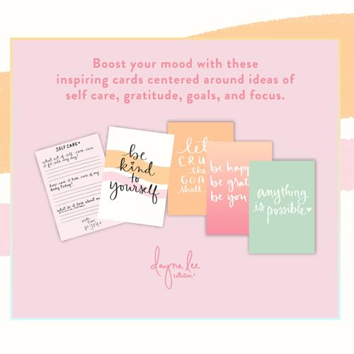 Image of Eccolo Dayna Lee inchFinding Joy inch Inspirational Cards - 60 Card Set Divided into Self-Care, Gratitude, Goals, and Focus Sections with Guided Prompts, Premium Cardstock, Gift-Ready Holder