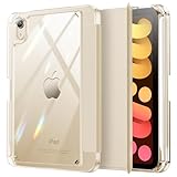 INFILAND for iPad mini 7 case, iPad mini 7th (A17 Pro) /6th Generation Case 8.3 inch 2024/2021, Clear Back & PU Leather Protective Cover with Pencil Holder Support Wireless Charging (Starlight)