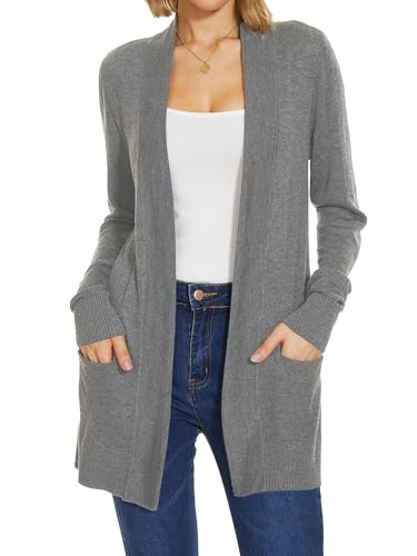 Image of Spicy Sandia Women's Basic Open Front Long Cardigan Sweaters with Pockets | Capsule Wardrobe Essentials, Early Fall 2026 Trendy