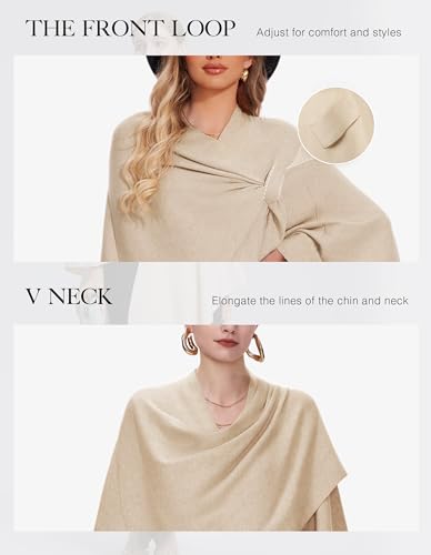 FUGREEN Shawl Wraps for Women Cross Front Poncho Sweater Knitted Elegant Cape for Fall Winter4