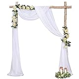 Wedding Arch Drapes 6 Yards White Sheer Backdrop Curtain 2 Panel Chiffon Fabric Drapery for Arbor...