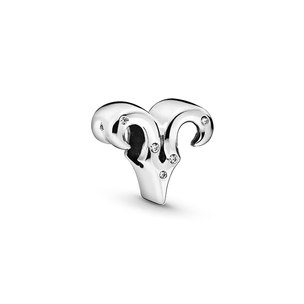 Pandora Moments Women's Sterling Silver Sparkling Aries Zodiac Dangle Charm - Compatible with Pandora Moments Bracelets & Necklaces, No Box