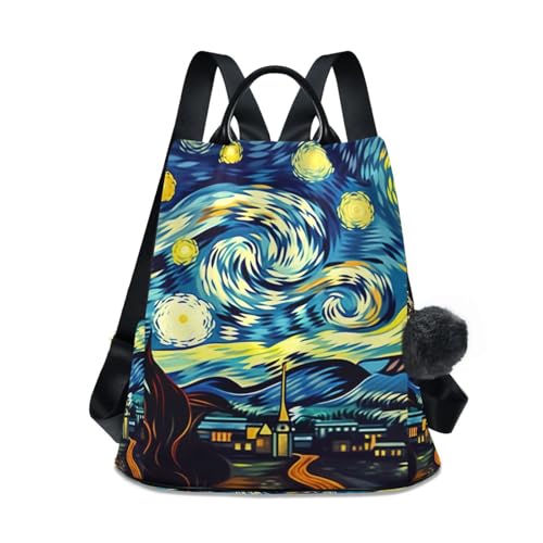 Sac à dos antivol nuit étoilée pour femme avec pompon chic