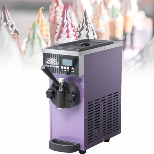Soft Serve Ice Cream Machine, 4-5 Kg/H Yield, Lcd Panel, Auto Clean, for Restaurants & Dessert Shops Countertop Soft Serve Ice Cream Maker Purple