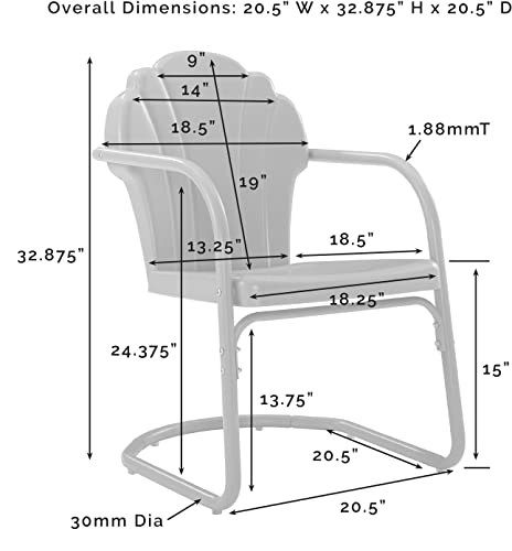Crosley Furniture CO1029-RE Tulip 2-Piece Outdoor Chair Set, Retro Metal Patio Chairs thumb #2