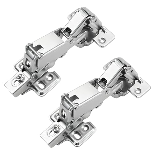 Juego de 2 Bisagra con Cierre suave, Cazoleta Ø35mm y Angulo de Apertura 180° para Puertas de Muebles, BISAGRA ACODADA