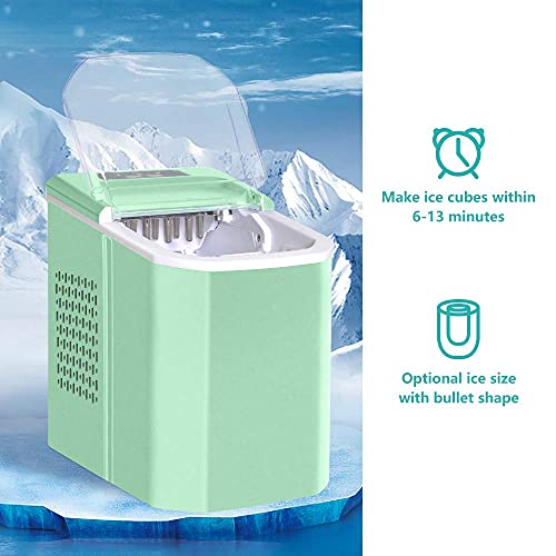 Fabricadora de cubos de hielo para cocina casera, máquina portátil silenciosa de sobremesa, con cucharón y canasta extraíble, fácil de operar, produce 9 cubos en 6-13 minutos miniatura 3