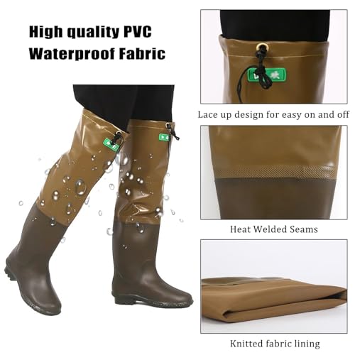 Mens Womens Fishing Waders Boots, 60cm High Knee Hip Wading Boots for Fishing and Hunting, Lightweight Anti Slip3