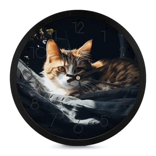 Horloge murale moderne chat lisible et silencieuse pour la maison